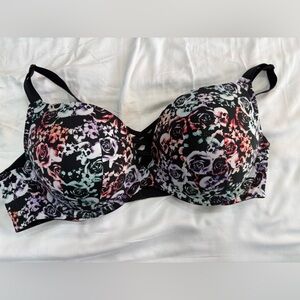 Torrid Floral Print Bra - Black and Multicolor NWOT 40D underwire push-up